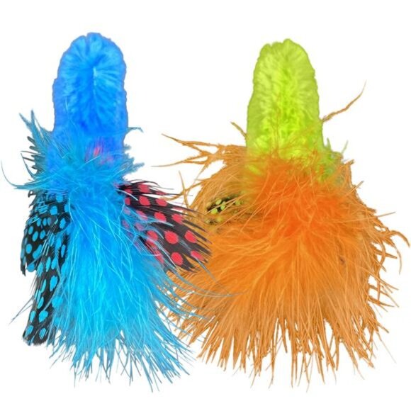 Catnip Feather Birds Cat Toys, Blue & Green, 2 Count - Picture 2 of 5